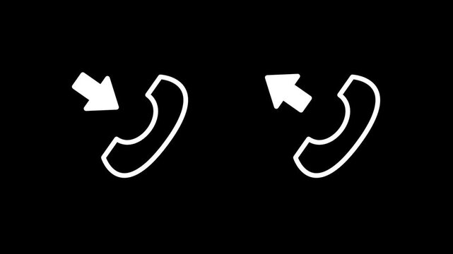 Two white phone receivers with arrows pointing inward and outward, representing both incoming and outgoing call functionality together