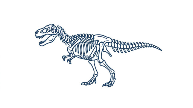 Detailed illustration of a Tyrannosaurus Rex dinosaur skeleton.