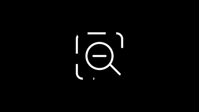 A white icon showing a magnifying glass with a minus sign, representing the zoom-out or decrease magnification function in an application