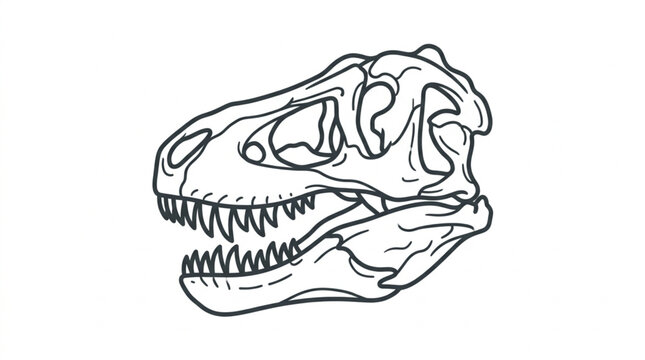 Detailed Illustration of a Tyrannosaurus Rex Skull.