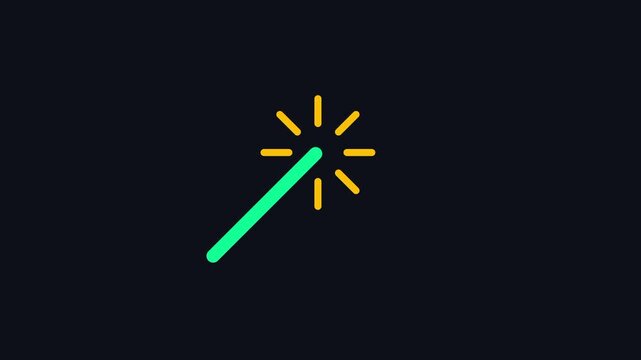 A yellow outlined magic wand icon with sparks radiating from the tip, symbolizing a special effect, quick action, or auto-enhance feature