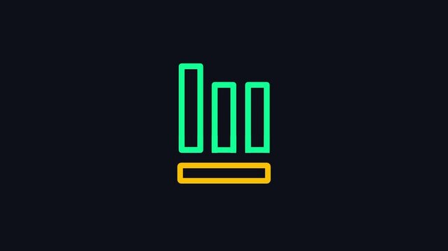 A green bar chart icon with three vertical bars of increasing height and a baseline, representing data analytics or performance statistics