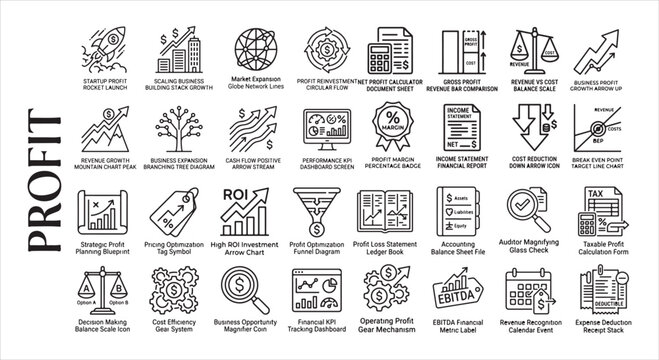 Financial growth concepts illustration profit revenue roi and business expansion vector graphics