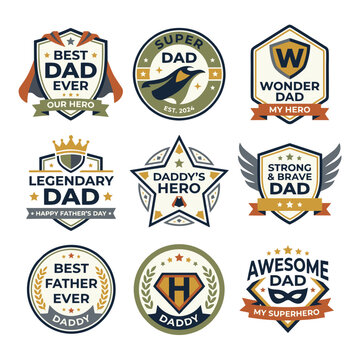 Minimal Super Dad Badge Set