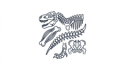 Dinosaur skeleton parts illustration isolated on white background. © Sak
