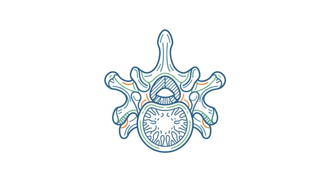 Human Lumbar Vertebra Anatomy Illustration.