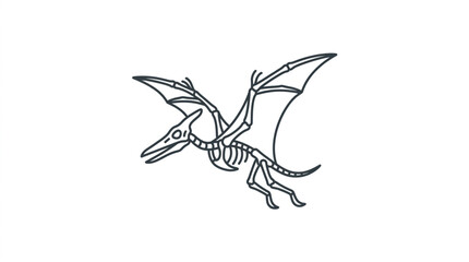 Pterodactyl skeleton flying prehistoric creature illustration. © Sak
