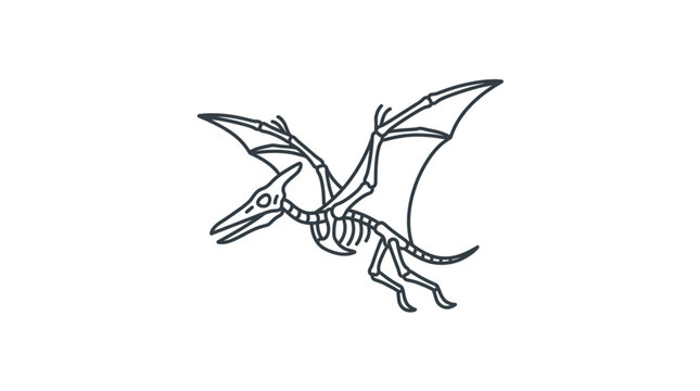 Pterodactyl skeleton flying prehistoric creature illustration.