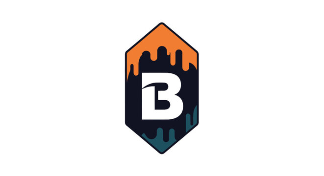Logo with letter B and cityscape.