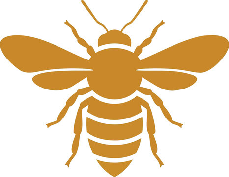 Honey bee silhouette icon isolated on transparent background yellow bumble bee symbol representing nature and wildlife.