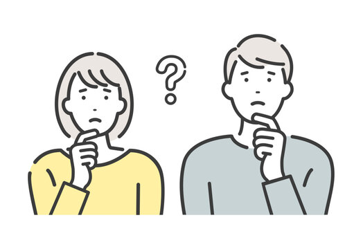 考える若い男女のカップル