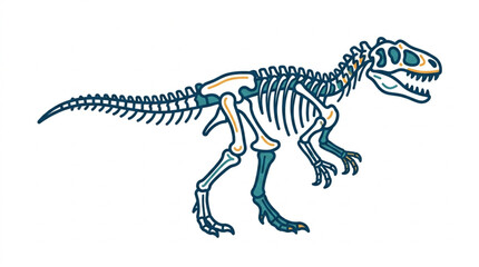 Tyrannosaurus Rex Dinosaur Skeleton Illustration. © Supoyo