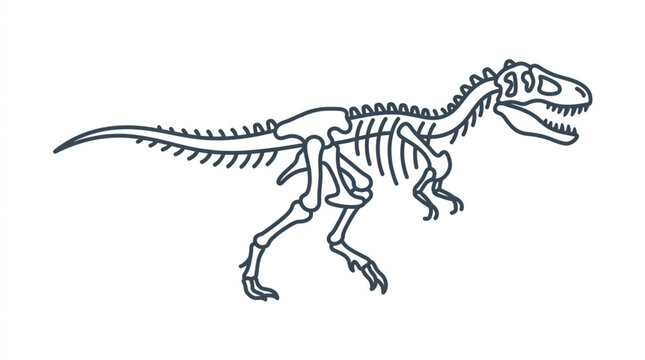 Tyrannosaurus Rex Dinosaur Skeleton Illustration.