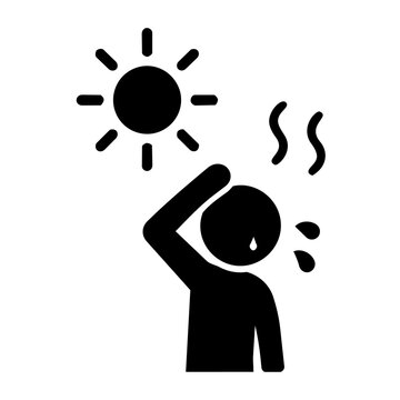 Heatstroke warning pictogram icon / Person sweating under hot weather
熱中症注意のピクトグラムアイコン / 暑さで汗をかく人