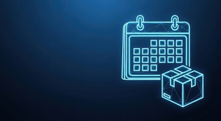 Fototapeta premium Digital Calendar with Shipping Package Illustrating Logistics and Delivery Schedule