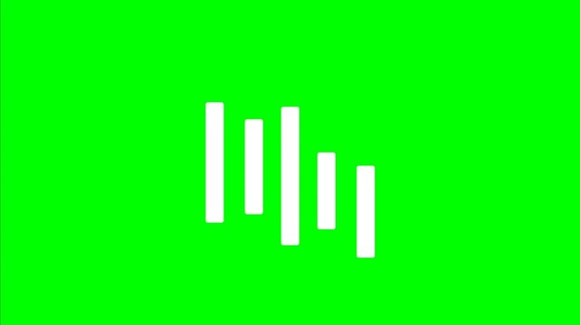 White Vertical Progress Bar Animation Isolated on Green Screen Background