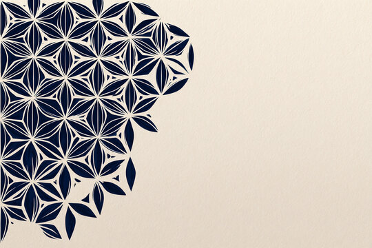 Dark blue traditional Japanese hemp leaf pattern on paper