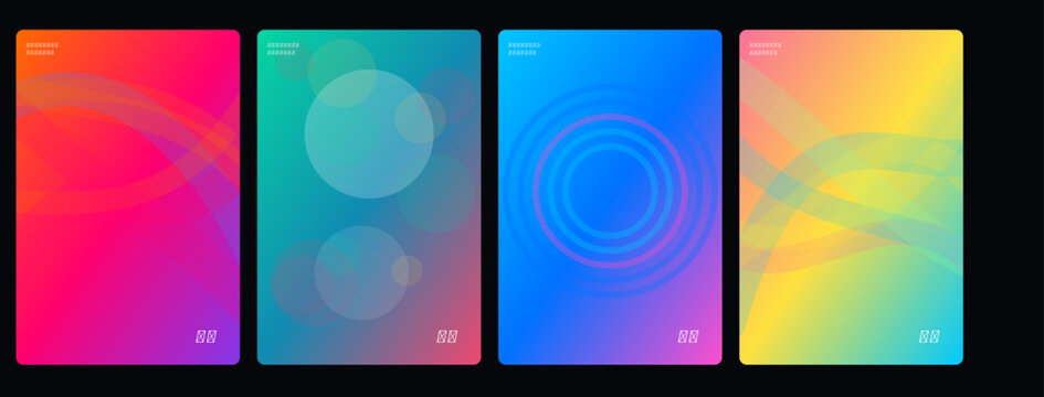 Vibrant abstract art display with colorful geometric shapes on screens