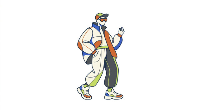 Stylish Man Wearing Modern Streetwear and Face Mask.