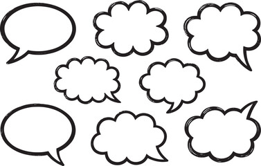 Fototapeta premium Modern Speech Bubble and Cloud Shape Silhouette Vector Set for Commercial Communication and Web Design