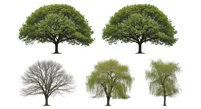 Four distinct tree types in varying seasonal appearances