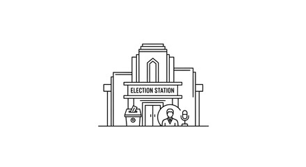 Naklejka premium Election building with ballot box and candidate icon