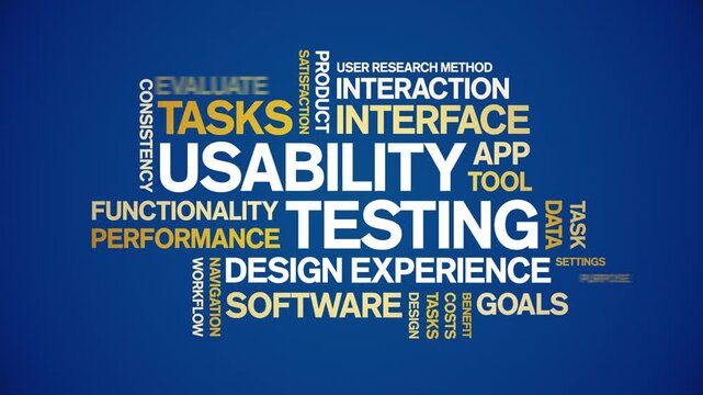 Usability Testing animated word cloud-gross domestic product animation tag kinetic typography seamless loop.