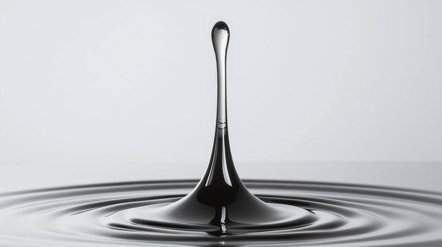 meson. A single droplet of mercury rolling across a clear glass pane. STEM education sheets, lab safety posters, designed for STEM education and laboratory safety posters.