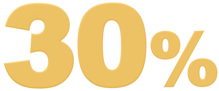 3D素材_数字_30%_黄色