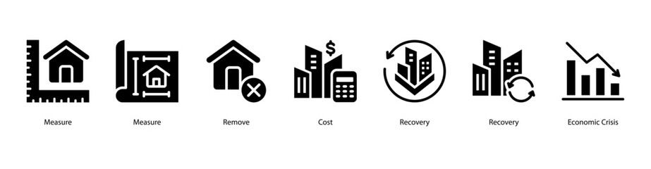 Fototapeta premium Economic Challenge web banner icon vector illustration featuring Measure, Measure, Remove, Cost, Recovery, Recovery, and Economic Crisis.