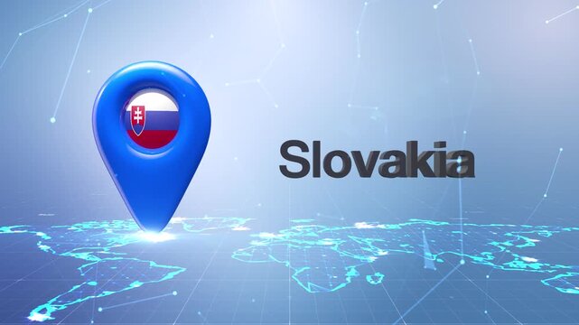 Solomon Islands Flag Inside Location Pin On Digital World Map Animation