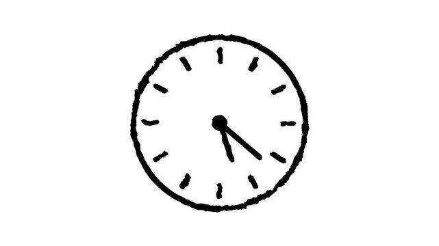 Clock spinning animation, watch animation on transparent background with alpha channel. Clock icon flat style 24 hours day and night fast speed with moving timer clock rotation motion video 4k video