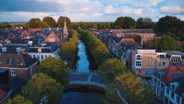 Netherlands from above, drone picture of European town