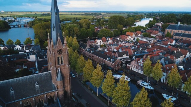 Netherlands from above, drone picture of European town