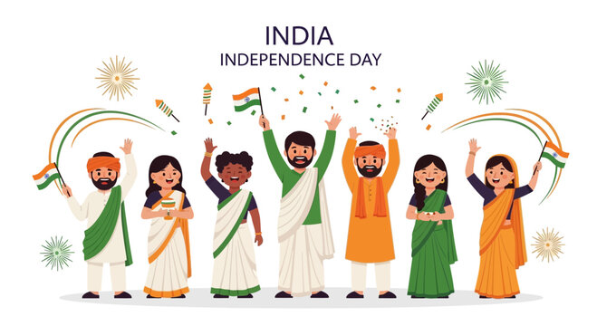 Celebrating Indian Independence Day with Traditional Attire and Festive Spirit.