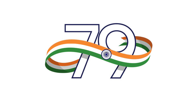 Celebrating 70 Years of Indian Independence with Tricolor Ribbon and Number Seventy.