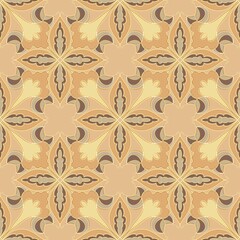 Fototapeta premium Vintage Brown Ornamental Seamless Pattern Background