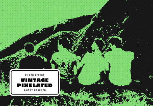 Vintage Pixelated Photo Effect &ndash; Duotone for Album Cover & Social Media (PSD)