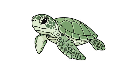 Cute cartoon sea turtle swimming © gambar