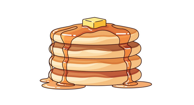 Stack of pancakes with butter and syrup