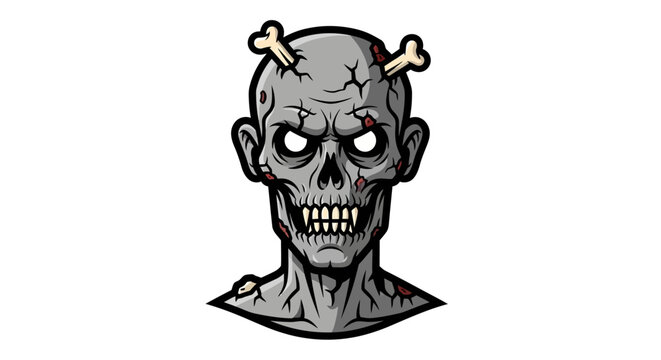Scary zombie monster with bones and cracked skin