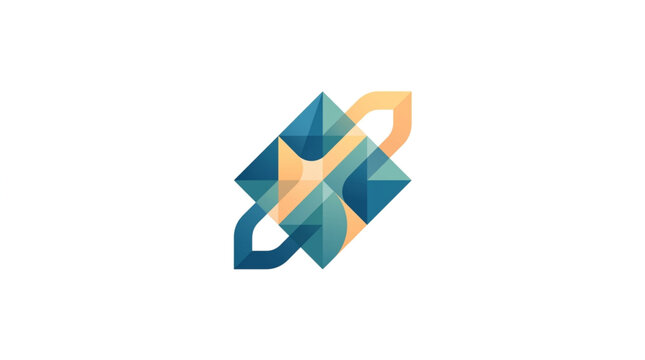 Abstract geometric logo design with interlocking shapes and gradient colors.
