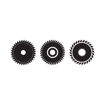 Saw Blades Silhouettes On White Background Industrial Tool Design