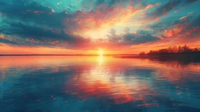 Cinematic Ocean Sunset Animation With Golden Coastal Horizon Scenery
