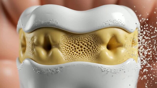 Close-Up Visualization Of Tooth Decay On Dental Enamel With Enhanced Particulate Effects On Isolated White Background