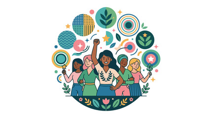 Obraz premium Diverse Group of Women Celebrating Unity and Friendship.