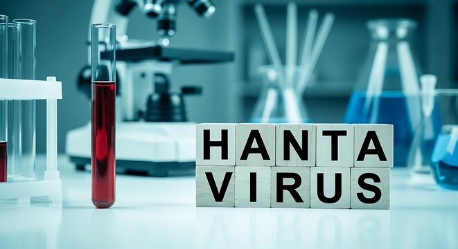 Hanta virus laboratory setup with test tubes and microscope