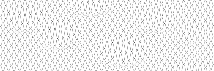 Fishing or soccer net. Repeated hexagon pattern. Black wired mesh texture isolated on white background. Metallic or fabric fence, cage or lattice structure. Vector graphic Illustration. © anwar