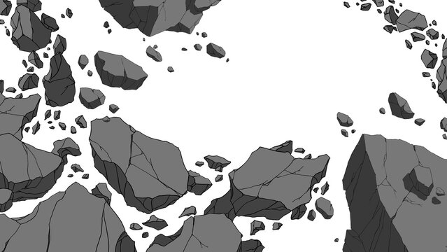 Anime Comic Manga 2D style dark grey rock stone effect png