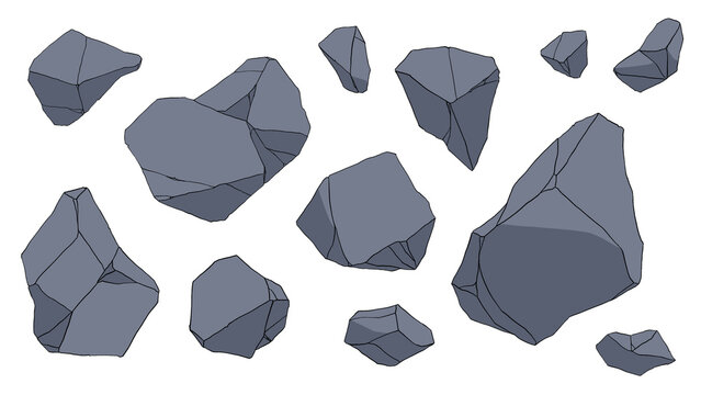 Anime Comic Manga 2D style dark grey rock stone effect png